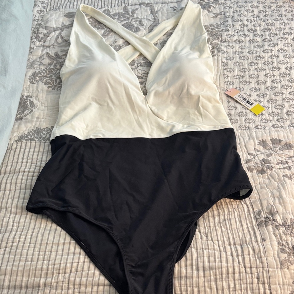 Women's Summersalt Deep Dive Black and Cream One-Piece Swimsuit